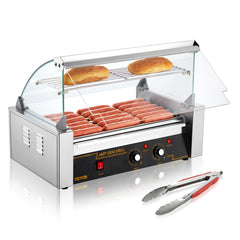 VEVOR Hot Dog Roller 7 Rollers 18 Hot Dogs Capacity 1050W Stainless Sausage Grill Cooker Machine with Dual Temp Control
