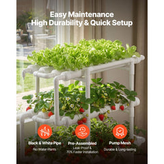 VEVOR Hydroponics Growing System Kit, 3-Tier 108 Sites UPVC Pipe Hydroponic Grow Kit with Timed Irrigation, Thickened