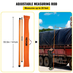 VEVOR Load Height Measuring Stick, 20' Sturdy Fiberglass Truck Height Stick with Adjustable Pole, Non-conductive Truck