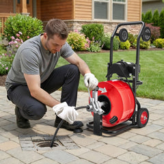 VEVOR Drain Cleaner Machine 100 FT x 3/4 Inch, Auto Feed Sewer Snake Auger, Portable Drain Cleaning Machine with