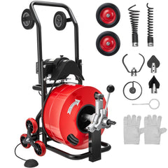 VEVOR Drain Cleaner Machine 100 FT x 3/4 Inch, Auto Feed Sewer Snake Auger, Portable Drain Cleaning Machine with