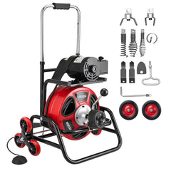 VEVOR Drain Cleaner Machine 75 FT x 1/2 Inch, Auto Feed Sewer Snake Auger, Portable Drain Cleaning Machine with