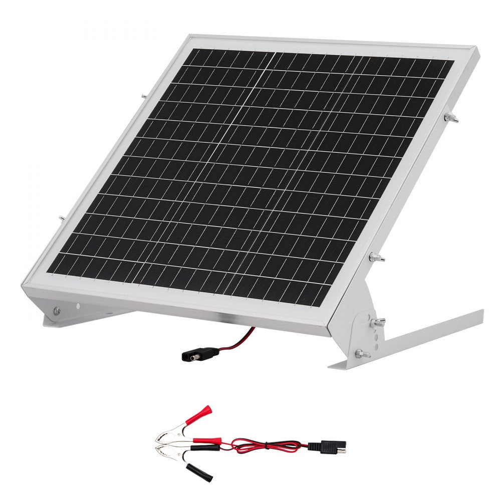 VEVOR 20W 12V Solar Battery Trickle Charger Maintainer, Mono Solar Panel Battery Charger with Built-in MPPT Controller