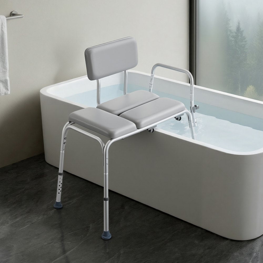 VEVOR Tub Transfer Bench for Bathtub, 500 lbs Weight Capacity Heavy Duty Shower Chair with Arm and Backrest, Height