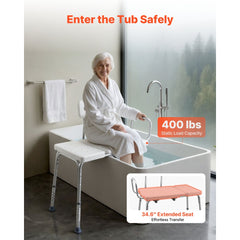 VEVOR Tub Transfer Bench for Bathtub, 400 lbs Capacity Heavy Duty Shower Chair with Arm, Backrest and Curtain Slot