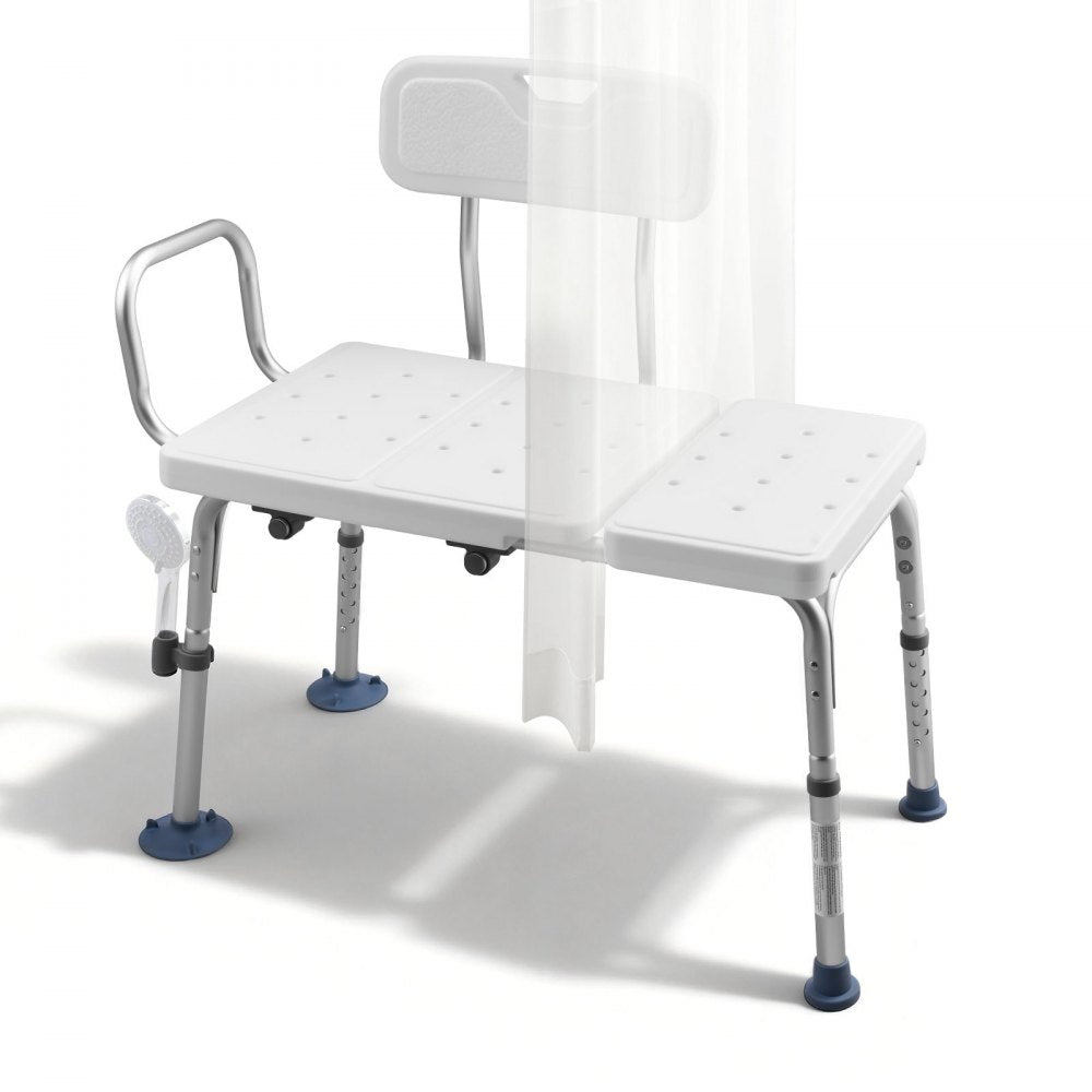 VEVOR Tub Transfer Bench for Bathtub, 400 lbs Capacity Heavy Duty Shower Chair with Arm, Backrest and Curtain Slot