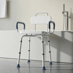 VEVOR Swivel Shower Chair with Arms and Back, 400 lbs Heavy Duty Bench Seat for Inside Shower Stall and Bathtub, Height
