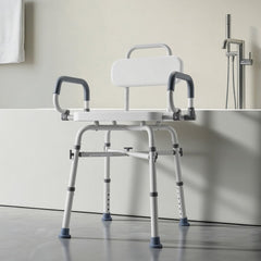 VEVOR Swivel Shower Chair with Arms and Back, 500 lbs Heavy Duty Bench Seat for Inside Shower Stall and Bathtub, Height