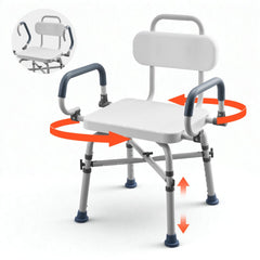 VEVOR Swivel Shower Chair with Arms and Back, 500 lbs Heavy Duty Bench Seat for Inside Shower Stall and Bathtub, Height