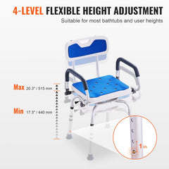 VEVOR Swivel Shower Chair 360 Degree, Adjustable Shower Seat with Pivoting Arms for Inside Showers or Tubs, Non-Slip