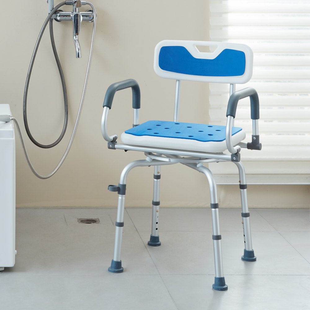 VEVOR Swivel Shower Chair 360 Degree, Adjustable Shower Seat with Pivoting Arms for Inside Showers or Tubs, Non-Slip
