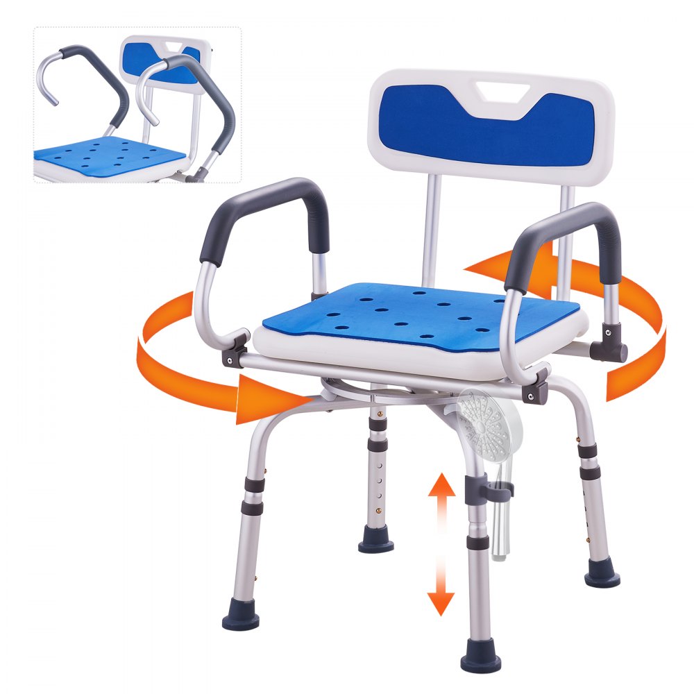 VEVOR Swivel Shower Chair 360 Degree, Adjustable Shower Seat with Pivoting Arms for Inside Showers or Tubs, Non-Slip
