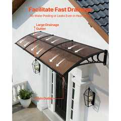 VEVOR Awnings for Door Entrance, 38 x 117 in, Exterior Front Door Window Awnings with Drainage & ABS Bracket, Rain Snow