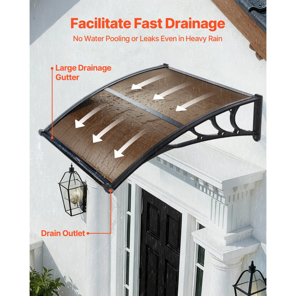VEVOR Awnings for Door Entrance, 38 x 40 in, Exterior Front Door Window Awnings with Drainage & ABS Bracket, Rain Snow