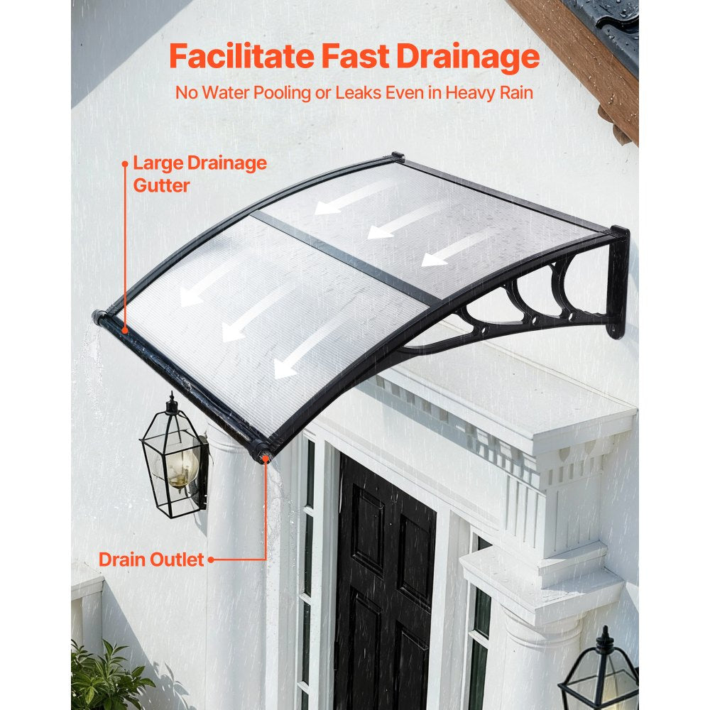 VEVOR Awnings for Door Entrance, 38 x 40 in, Exterior Front Door Window Awnings with Drainage & ABS Bracket, Rain Snow