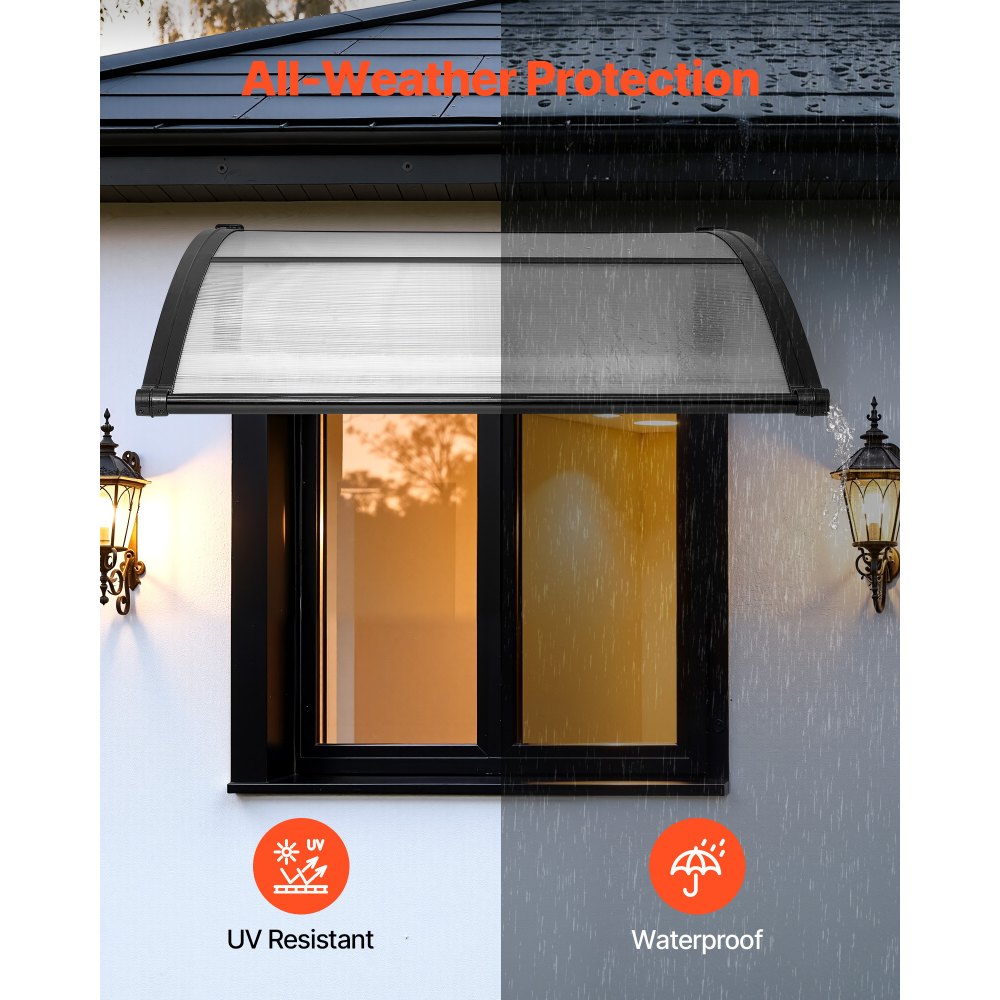 VEVOR Awnings for Door Entrance, 38 x 40 in, Exterior Front Door Window Awnings with Drainage & ABS Bracket, Rain Snow