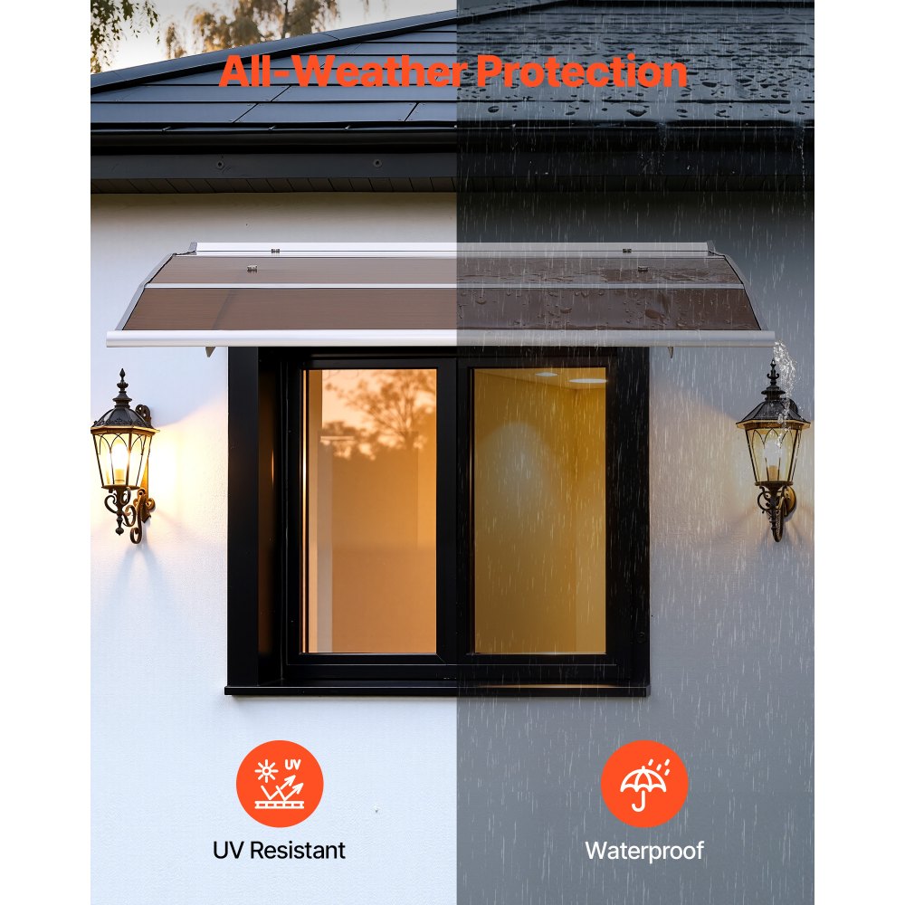 VEVOR Awnings for Door Entrance, 37 x 47 in, Exterior Front Door Window Awnings with Drainage & ABS Bracket, Rain Snow