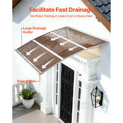VEVOR Awnings for Door Entrance, 39 x 59 in, Exterior Front Door Window Awnings with Drainage & Metal Bracket, Rain