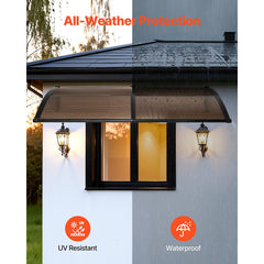 VEVOR Awnings for Door Entrance, 38 x 78 in, Exterior Front Door Window Awnings with Drainage & Metal Bracket, Rain