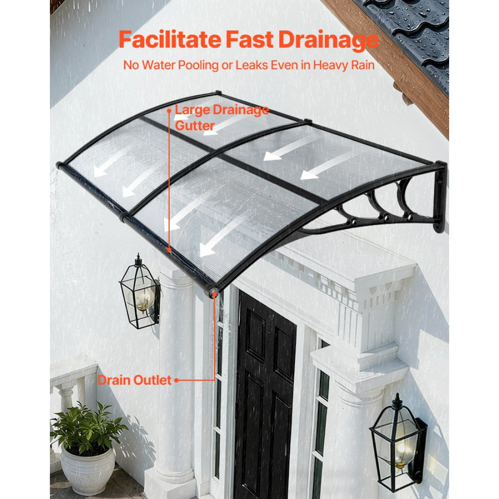 VEVOR Awnings for Door Entrance, 38 x 78 in, Exterior Front Door Window Awnings with Drainage & ABS Bracket, Rain Snow