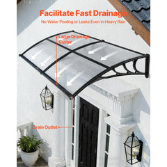 VEVOR Awnings for Door Entrance, 38 x 78 in, Exterior Front Door Window Awnings with Drainage & ABS Bracket, Rain Snow