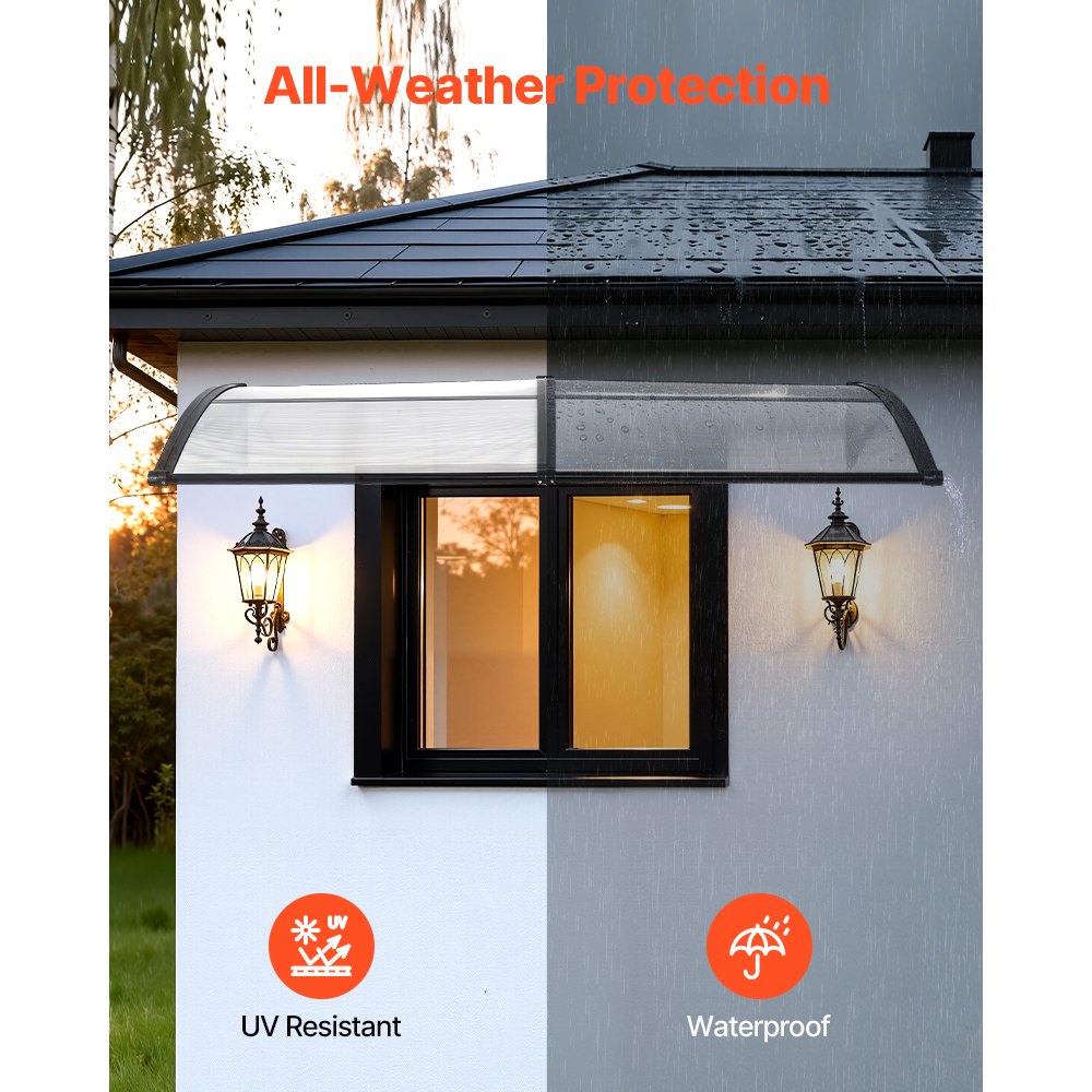 VEVOR Awnings for Door Entrance, 38 x 78 in, Exterior Front Door Window Awnings with Drainage & ABS Bracket, Rain Snow