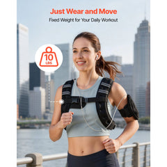 VEVOR Weighted Vest, 10 lbs Body Weight Vest for Men Women, with Reflective Stripe, Adjustable Buckle, Workout
