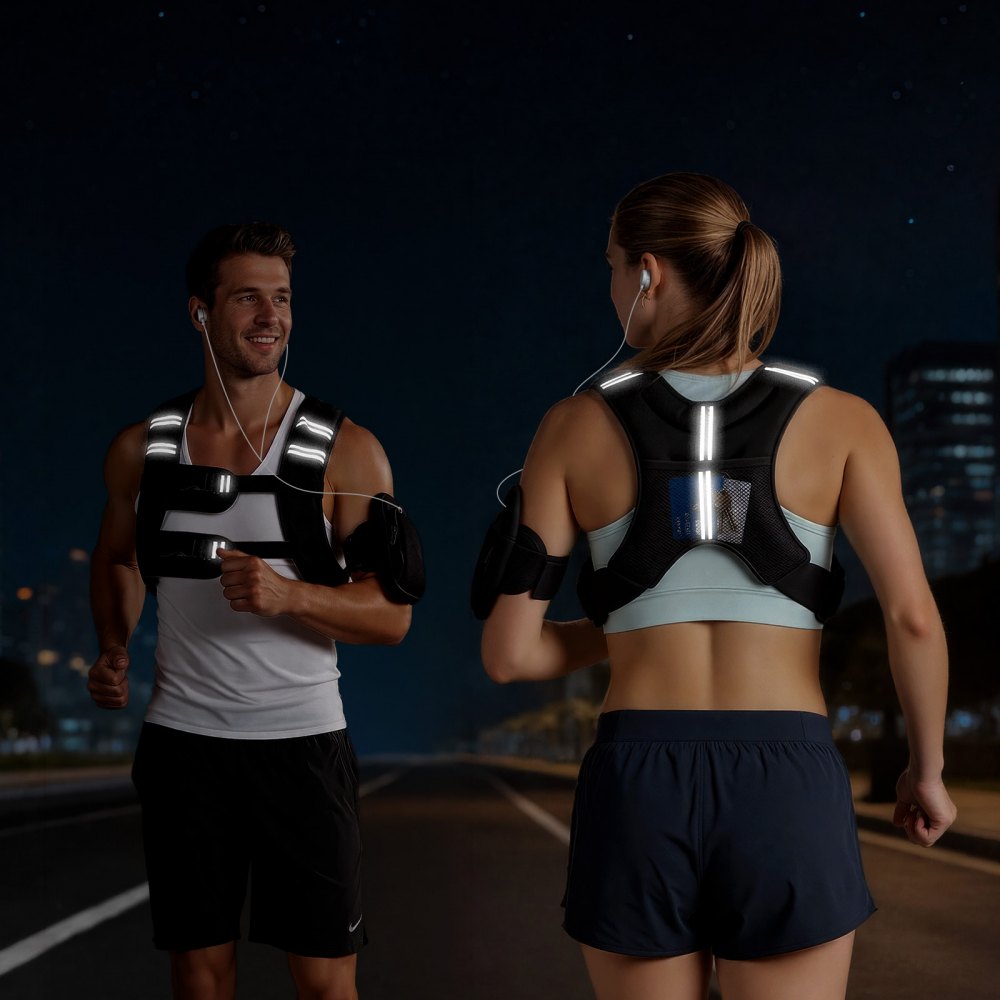 VEVOR Weighted Vest, 20 lbs Weight Vest with Reflective Stripe, Adjustable Buckle Body Weight Vest for Men Women