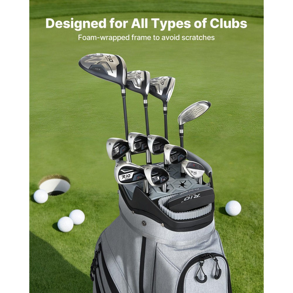 VEVOR Golf Cart Bag, 15 Way Top Divider Organizer, Golf Club Bag with Full-length Divider, Rain Hood, Storage Pockets