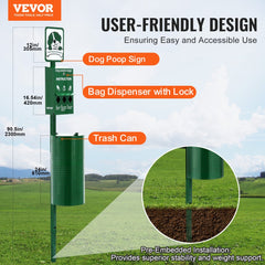 VEVOR Dog Waste Station, Commercial Dog Poop Station, 11.5 Gallons Pet Waste Bin with 50 Can Liners, Bag Dispenser &