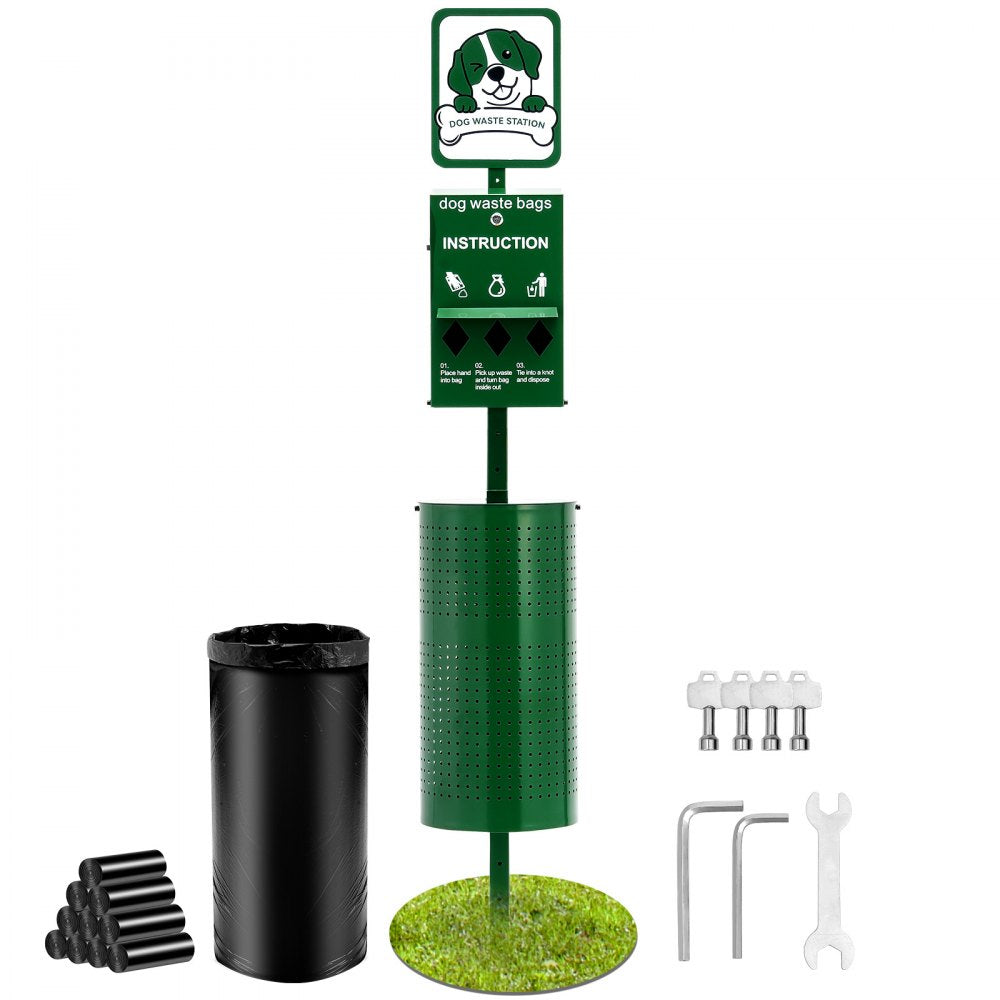 VEVOR Dog Waste Station, Commercial Dog Poop Station, 11.5 Gallons Pet Waste Bin with 50 Can Liners, Bag Dispenser &