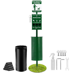 VEVOR Dog Waste Station with Hand Wash Bottle, Commercial Dog Poop Station, 11.5 Gallons Pet Waste Bin with 50 Can