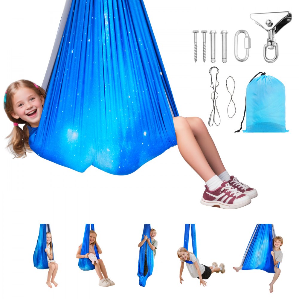VEVOR Sensory Swing, Double-Layer Fabric Sensorys Hammock, Indoor & Outdoor Sensory Swing with 360° Swivel Hanger