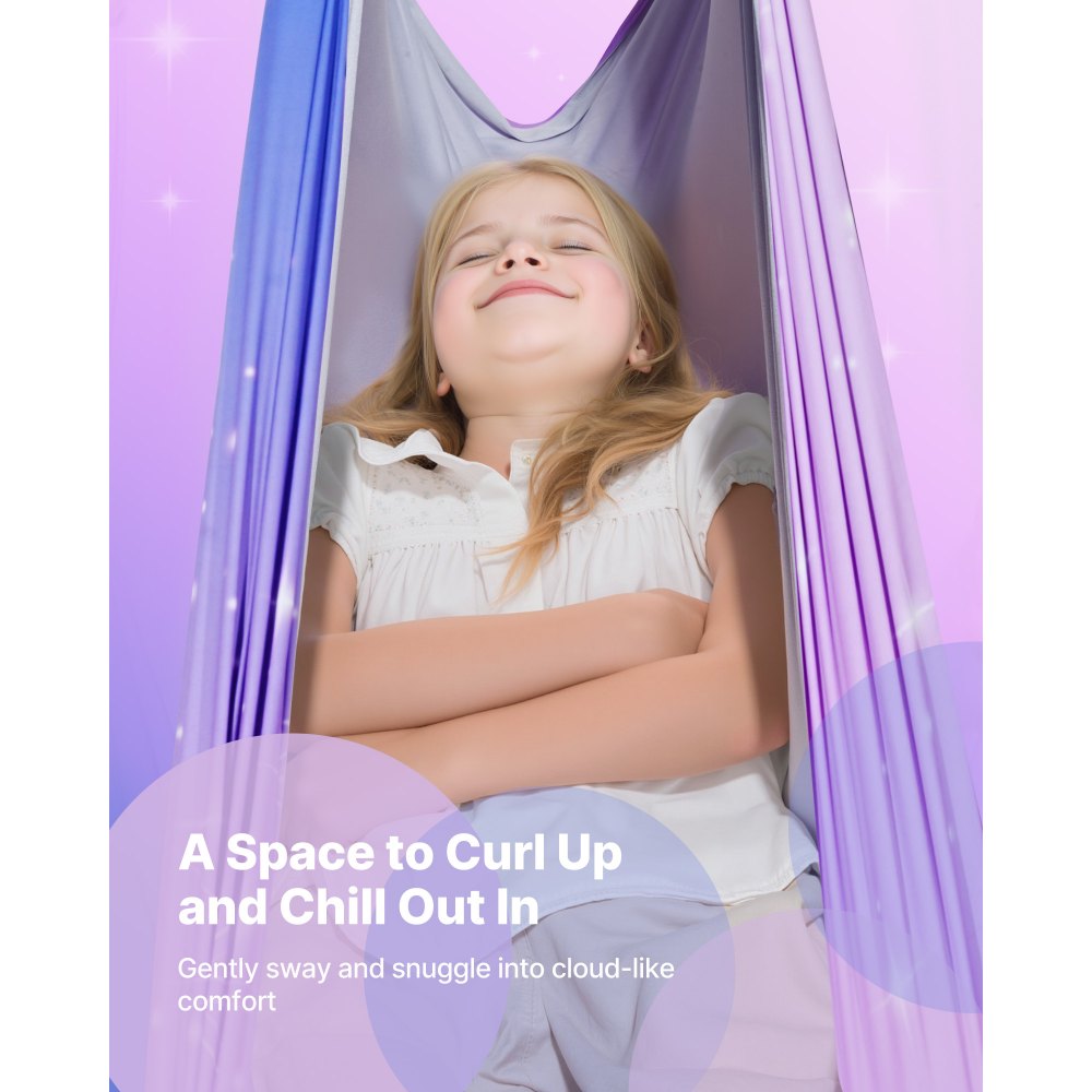 VEVOR Sensory Swing, Double-Layer Fabric Sensorys Hammock, Indoor & Outdoor Sensory Swing with 360° Swivel Hanger