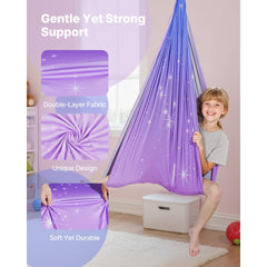VEVOR Sensory Swing, Double-Layer Fabric Sensorys Hammock, Indoor & Outdoor Sensory Swing with 360° Swivel Hanger