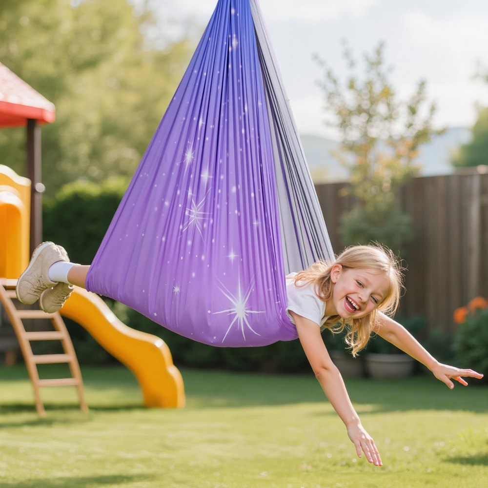 VEVOR Sensory Swing, Double-Layer Fabric Sensorys Hammock, Indoor & Outdoor Sensory Swing with 360° Swivel Hanger