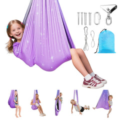 VEVOR Sensory Swing, Double-Layer Fabric Sensorys Hammock, Indoor & Outdoor Sensory Swing with 360° Swivel Hanger