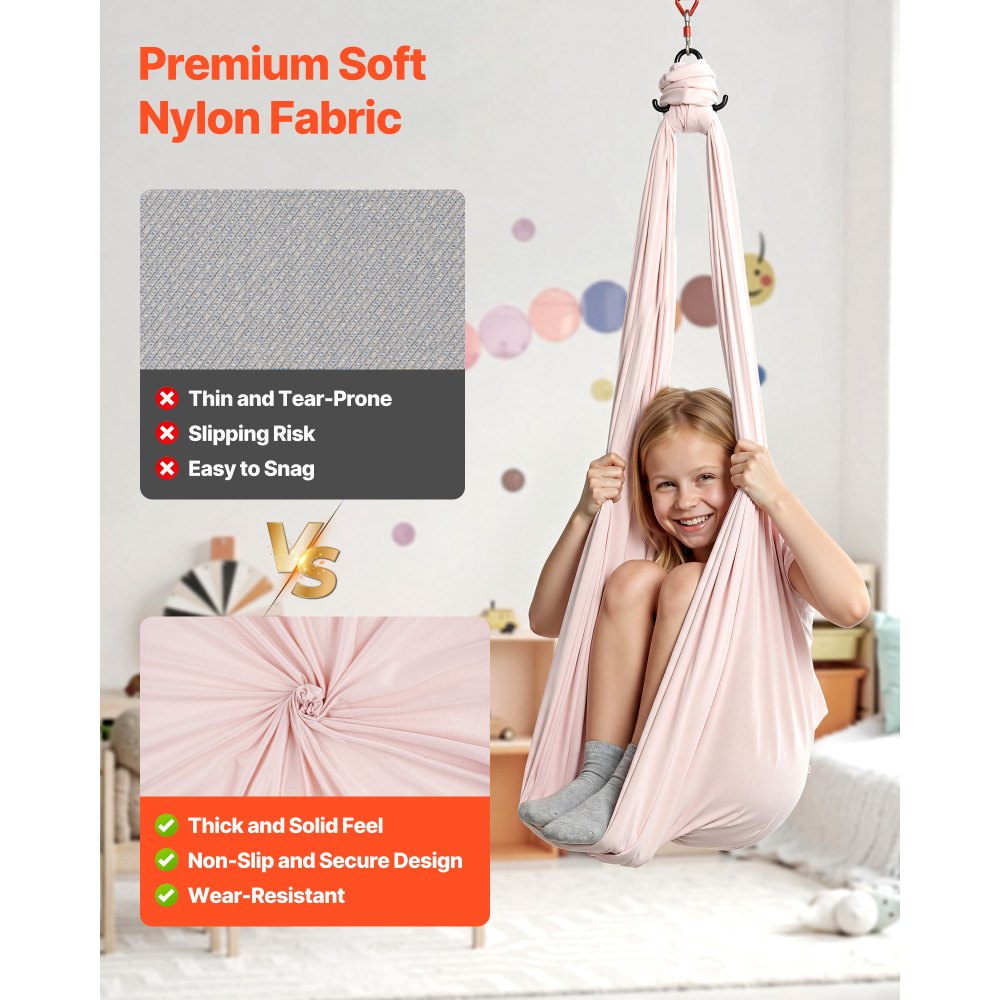 VEVOR Aerial Yoga Hammock, 300 lbs Load Aerial Silk, Yoga Swing with Nylon Fabric, PE Zipper Bag for Parent-Child