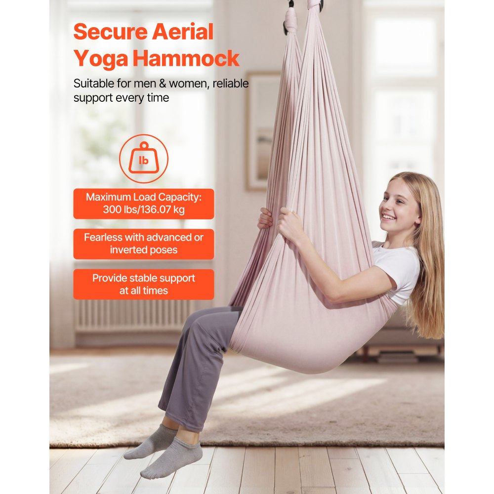 VEVOR Aerial Yoga Hammock, 300 lbs Load Aerial Silk, Yoga Swing with Nylon Fabric, PE Zipper Bag for Parent-Child