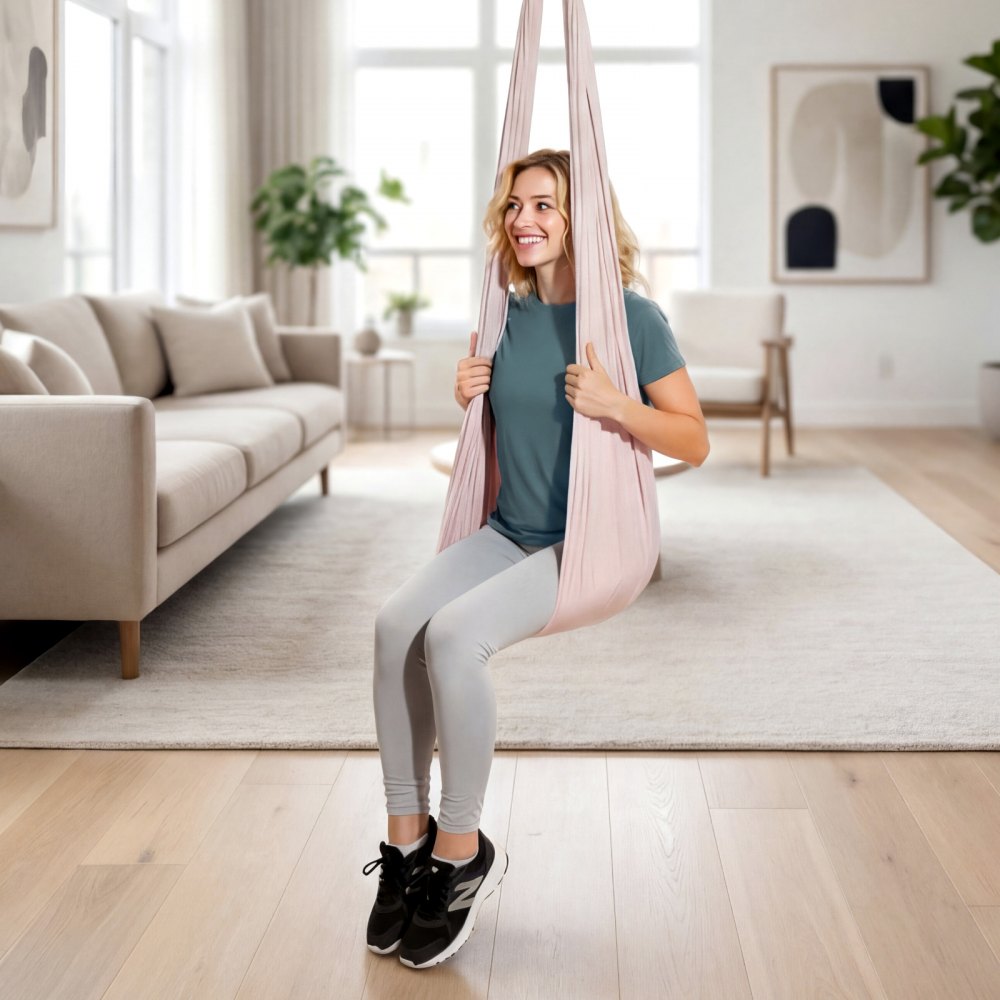 VEVOR Aerial Yoga Hammock, 300 lbs Load Aerial Silk, Yoga Swing with Nylon Fabric, PE Zipper Bag for Parent-Child