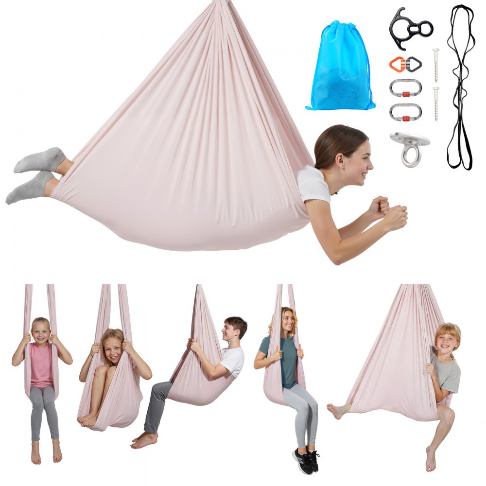 VEVOR Aerial Yoga Hammock, 300 lbs Load Aerial Silk, Yoga Swing with Nylon Fabric, PE Zipper Bag for Parent-Child