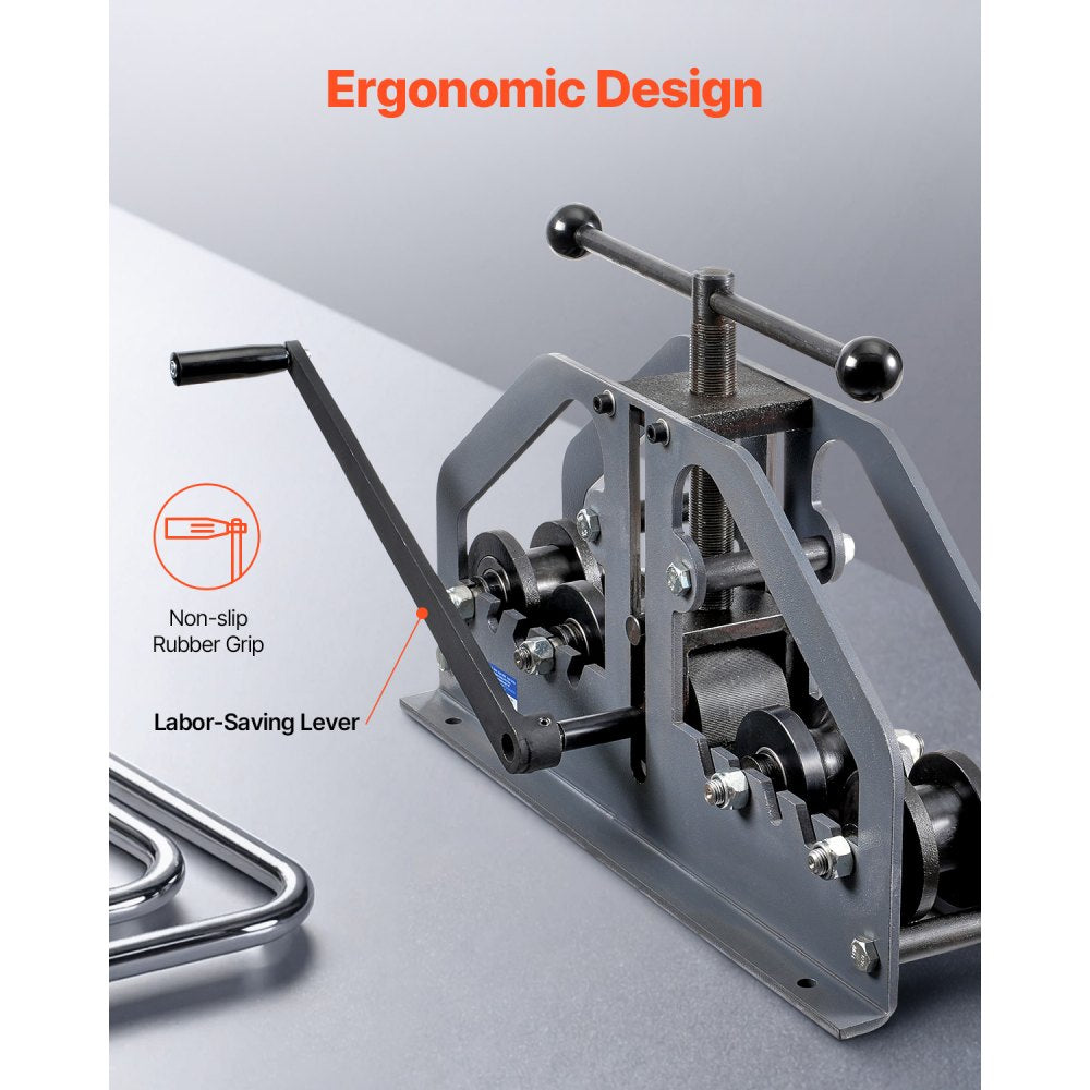 VEVOR Tube Roller Bender, Max 1-1/2" Manual Tube Pipe Roller Bender with 6 Dies, 360° Copper Aluminum Pipe Bending Tool