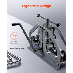 VEVOR Tube Roller Bender, Max 1-1/2" Manual Tube Pipe Roller Bender with 6 Dies, 360° Copper Aluminum Pipe Bending Tool