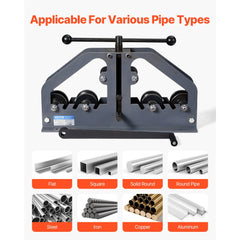 VEVOR Tube Roller Bender, Max 1-1/2" Manual Tube Pipe Roller Bender with 6 Dies, 360° Copper Aluminum Pipe Bending Tool