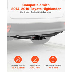 VEVOR Class 3 Trailer Hitch, 2-Inch Receiver, Compatible with 2014-2019 Toyota Highlander, Q345B Steel Tube Frame