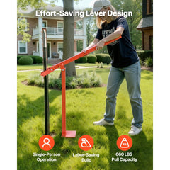 VEVOR 36 in T Post Puller, Heavy Duty Fence Post Pullers with Puller Plate & 47 in Lifting Chain, Labor-Saving T-Post