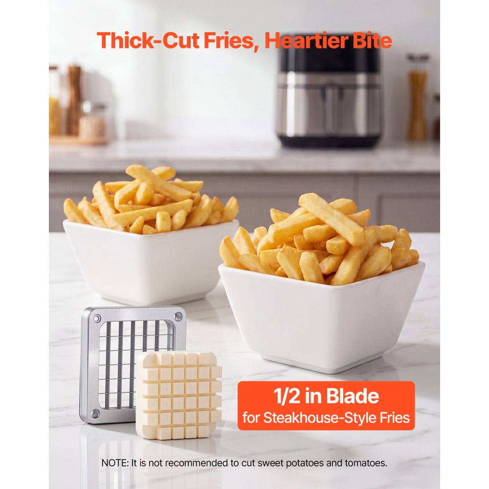 VEVOR French Fry Cutter, 1/2" Blade Commercial Vegetable Chopper, Lever-Action Vegetable Dicer with Ergonomic Handle