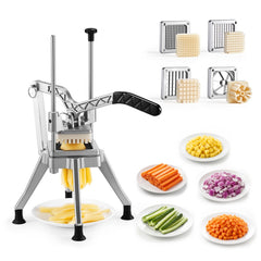 VEVOR French Fry Cutter, Commercial Vegetable Chopper with 4 Blades (1/2", 3/8", 1/4" & 6-Wedge with Corer), Lever