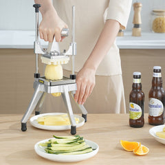 VEVOR Commercial Vegetable Fruit Chopper, Stainless Steel French Fry Cutter with 4 Blades 1/4" 3/8" 1/2", 6-wedge
