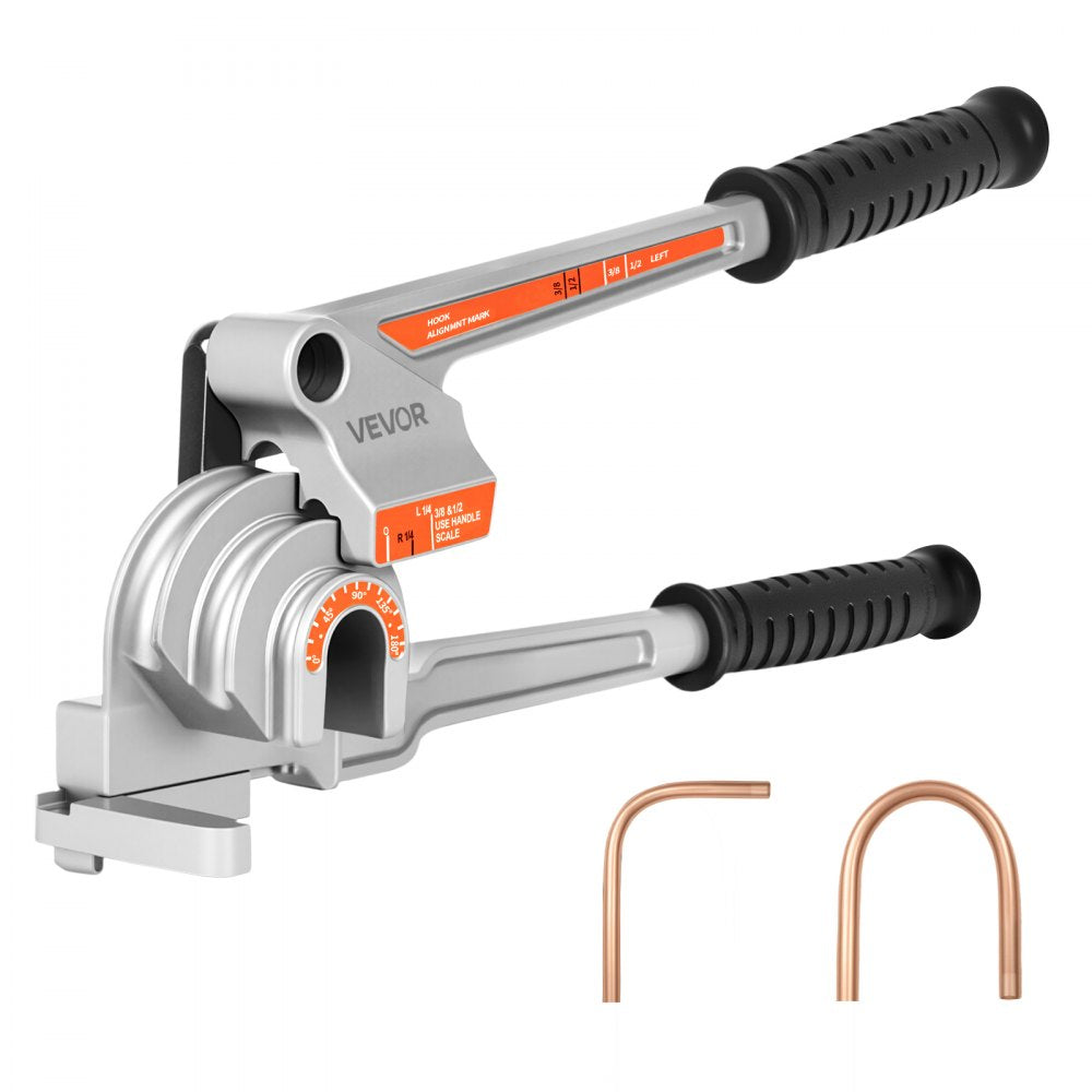VEVOR Pipe Tube Bender, 1/4", 3/8", 1/2" (12.7mm) OD, 3 in 1 Manual Level Tube Bender, 180° Copper Aluminum Pipes